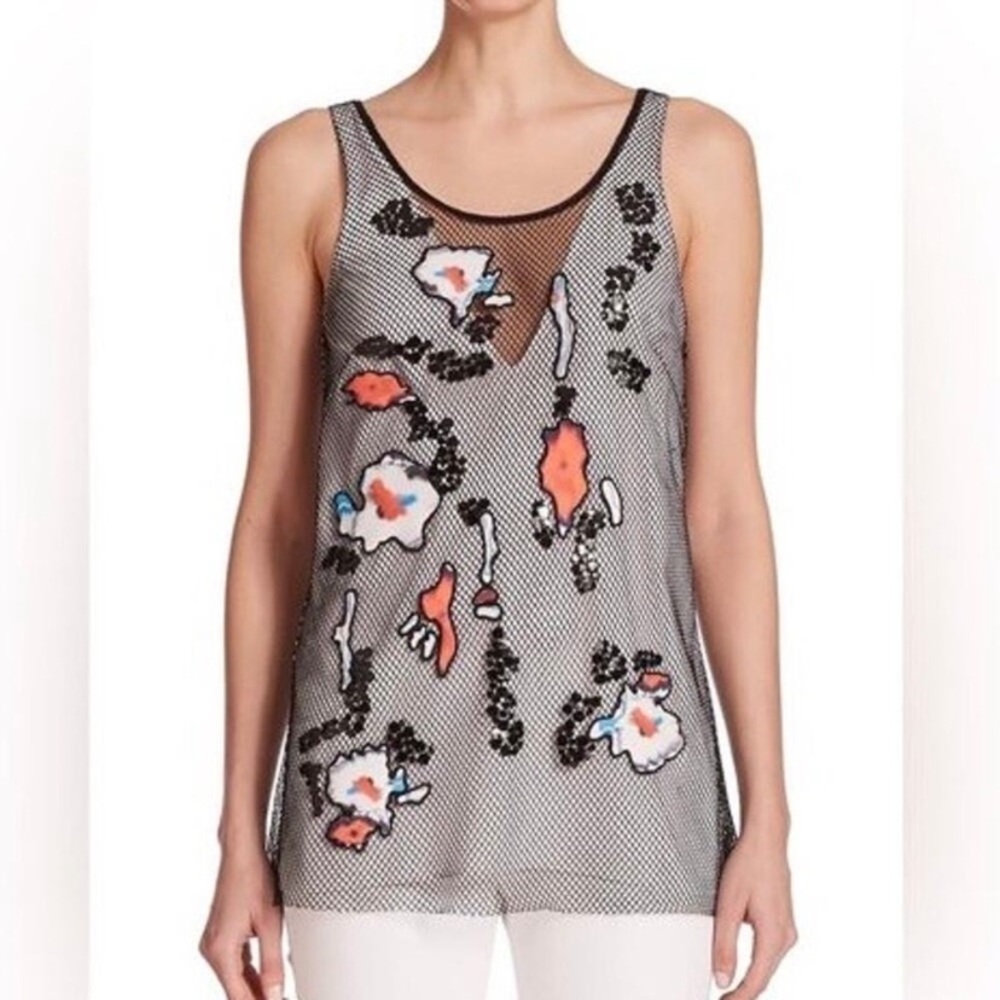 Sachin + Babi Kobold Mesh Overlay Embellished Tank Top